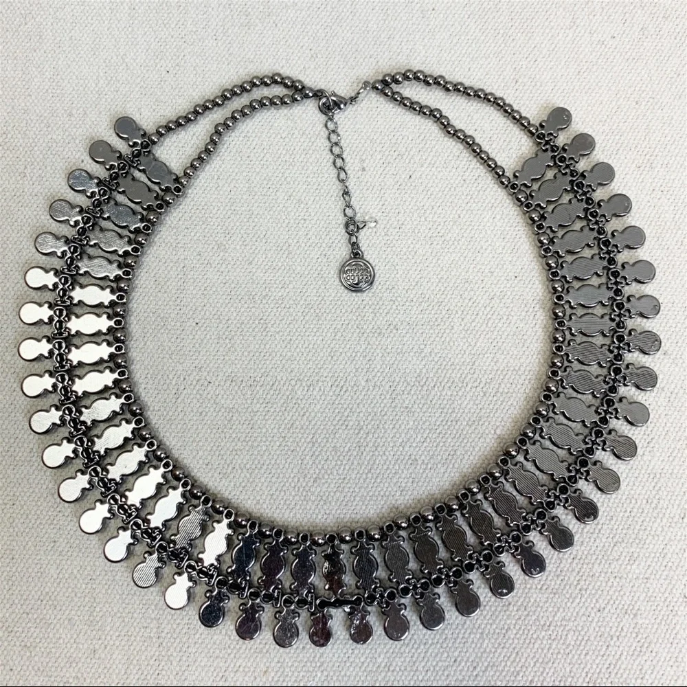 Bill Blass Gunmetal rhinestone Bib Necklace